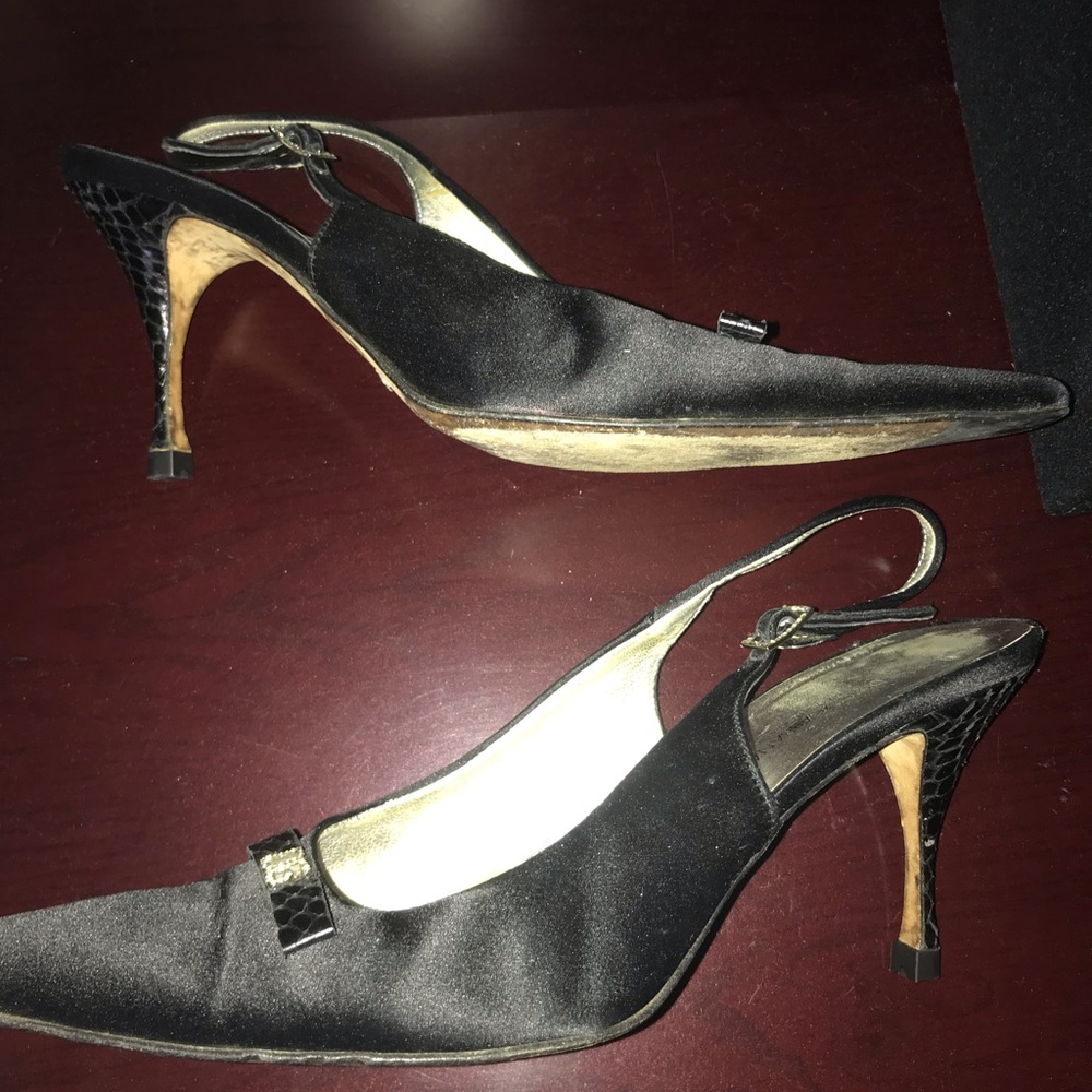 Dolce & Gabbana Black Satin Slingbacks.  Size 9